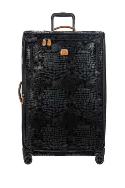 Shop Bric's Luggage My Safari 28-inch Expandable Croc Embossed Carry-on Spinner Luggage In Black