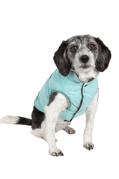 Shop Touchdog Waggin Swag Reversible Insulated Pet Coat In Blue / Brown