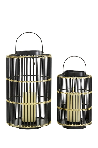 Shop Venus Williams Large Round Metal Lanterns With Handles In Black