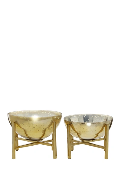 Shop Venus Williams Round Gold Mercury Glass Bowls On Gold Metal Stands