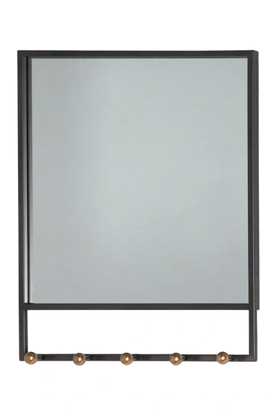 Shop Willow Row Square Black Metal Mirror With Hooks 20"w X 24"h