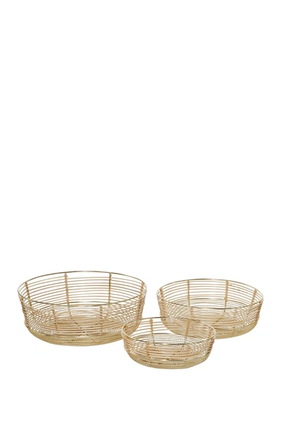 Shop Venus Williams Small Round Coastal Metal & Bamboo Bowls W/ Gold Finish, 3-piece Set