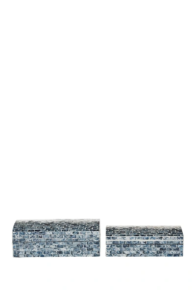 Venus Williams Rectangular Blue Shell Mosaic Patterned Wood Box With Arched Top In Blue