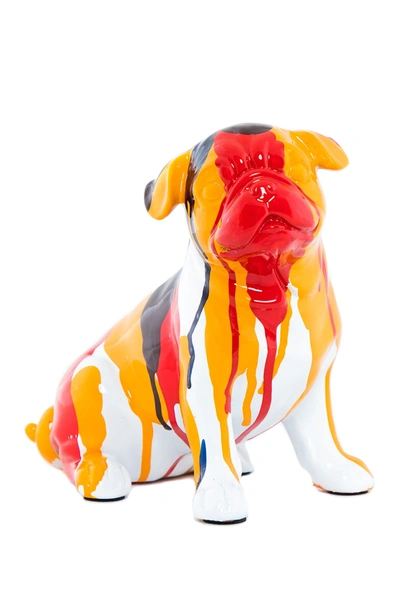 Shop Interior Illusions Bulldog Sitting Splatter Art Dog In Multi-color