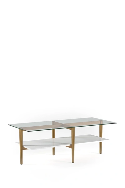 Shop Addison And Lane Otto 47" Brass Finish Coffee Table With White Lacquer Shelf In Brass And White Lacquer