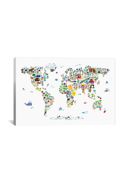 Shop Icanvas Animal Map Of The World By Michael Tompsett In Multi