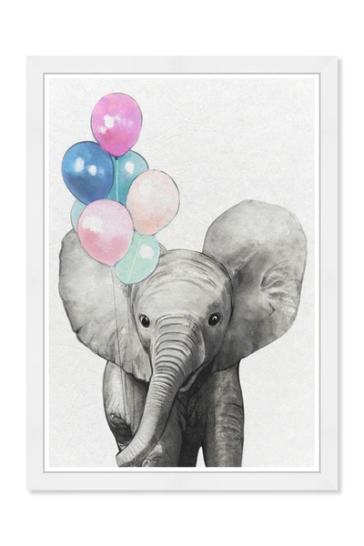 Shop Wynwood Studio Baby Elephant With Balloons Colorful Gray Animals Wall Art