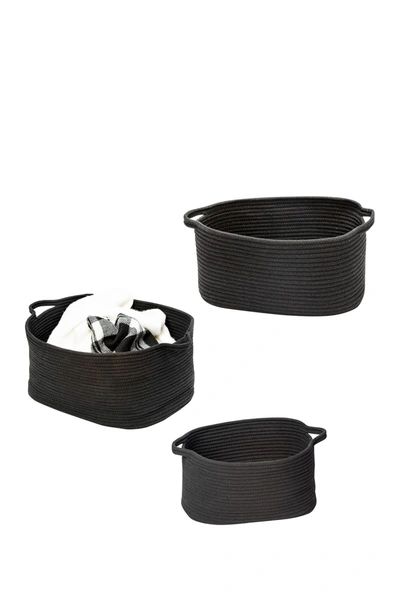 Shop Honey-can-do Cotton Coil 3-piece Basket Set In Black