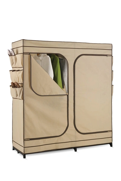 Shop Honey-can-do Tan 60" Double Door Storage Closet With Shoe Organizer In Khaki-brown Trim