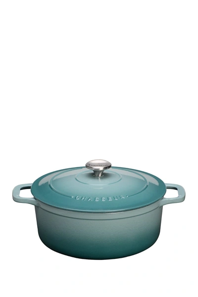 French Home Chasseur French 6.25- Quart Enameled Cast Iron Round Dutch Oven In Quartz Blue
