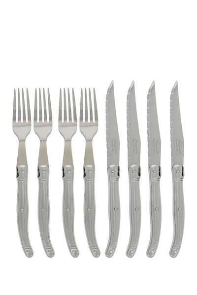 French Home Laguiole 8-piece Stainless Steel Knife & Fork Set In Silver