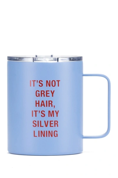 Shop About Face Designs Silver Lining Insulated Mug In Blue