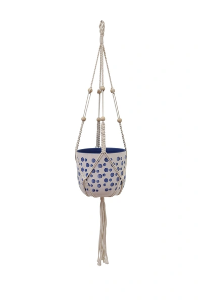 Shop Sagebrook Home White & Blue Hanging Planter