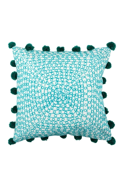 Shop Divine Home Embroidered Infinity Loops Outdoor Pillow In Aqua / Blue