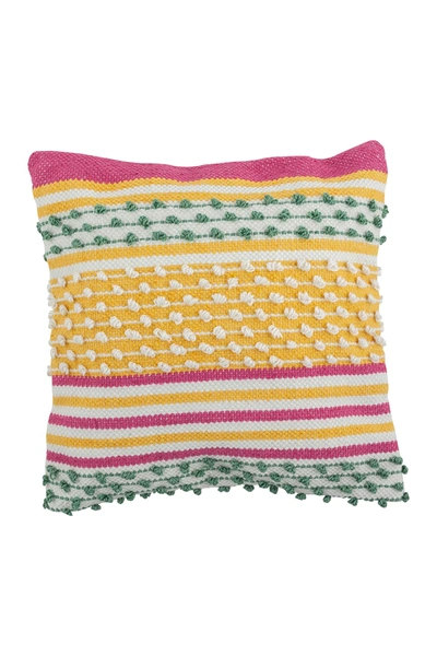 Shop Divine Home Spring Outdoor Pillow In Pink / Yellow / Green