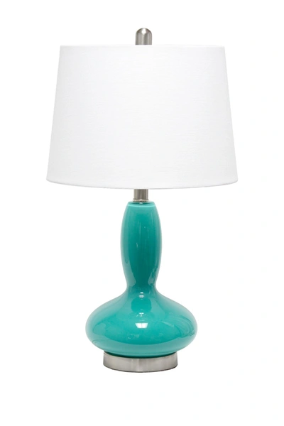 Shop Lalia Home Glass Dollop Table Lamp With White Fabric Shade In Teal
