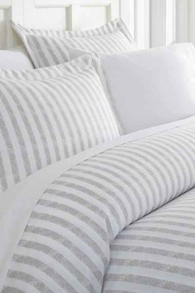 Shop Ienjoy Home Homespun Premium Ultra Soft 3-piece Puffed Rugged Stripes Duvet Cover Set In Light Gray