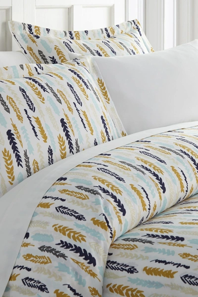 Shop Ienjoy Home California King/king Hotel Collection Premium Ultra Soft Feathers Pattern Duvet Cover Set In Navy