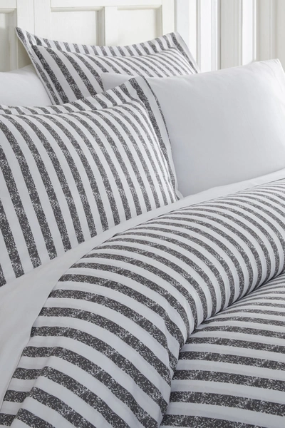 Shop Ienjoy Home Homespun Premium Ultra Soft 3-piece Puffed Rugged Stripes Duvet Cover Set In Gray