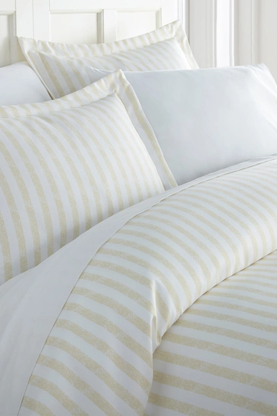 Shop Ienjoy Home Homespun Premium Ultra Soft 3-piece Puffed Rugged Stripes Duvet Cover Set In Ivory