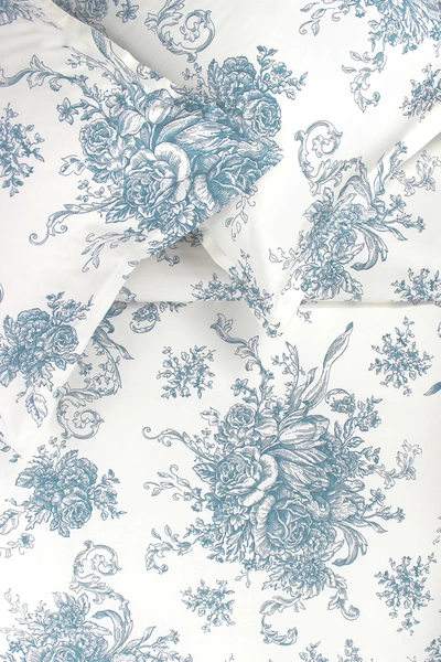 Shop Melange Home 400 Thread Count Cotton Toile Duvet Set In Light Blue