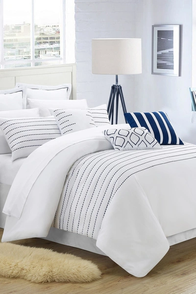 Shop Chic Home Bedding Queen Cranston Super Rich Microfiber Stitch Embroidered Comforter 9-piece Set In White