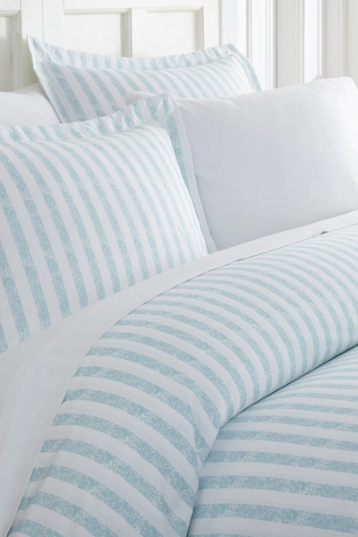 Shop Ienjoy Home Premium Ultra Soft 3-piece Puffed Rugged Stripes Duvet Cover Set In Light Blue