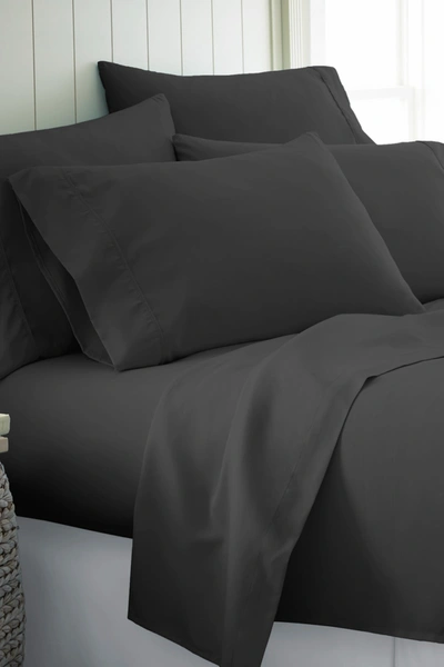 Shop Ienjoy Home Homespun Premium Ultra Soft 6 Piece Microfiber Solid Sheet Set In Black