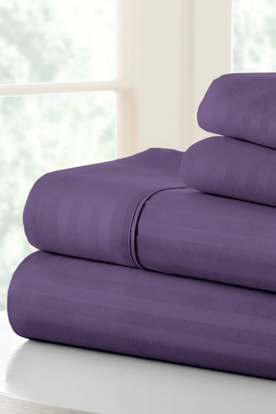 Shop Ienjoy Home Homespun Home Spun Premium Ultra Soft Striped 4-piece Bed Sheet Set In Purple