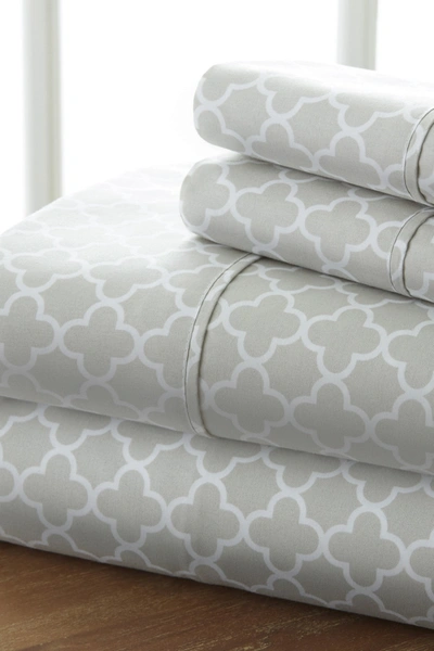 Shop Ienjoy Home Home Spun Premium Ultra Soft Quatrefoil Pattern 4-piece Bed Sheet Set In Gray