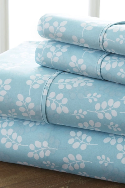 Shop Ienjoy Home Homespun Home Spun Premium Ultra Soft Wheat Pattern 4-piece Bed Sheet Set In Pale Blue