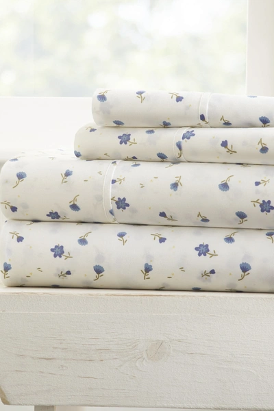 Shop Ienjoy Home Homespun Premium Ultra Soft Floral 4-piece Bed Sheet Set In Light Blue
