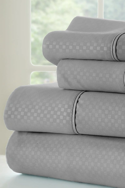 Shop Ienjoy Home Homespun Home Spun Premium Checkered Embossed 4-piece Bed Sheet Set In Gray
