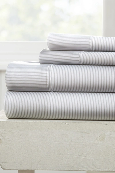Ienjoy Home Home Spun Elegant Pinstriped Pattern 4-piece Sheet Set In Light Gray