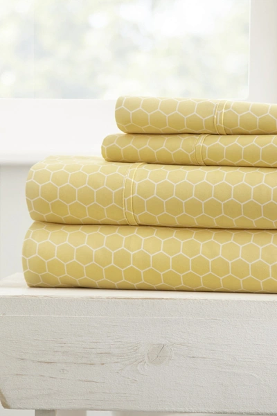 Shop Ienjoy Home Homespun Home Spun Premium Ultra Soft Honeycomb Pattern 4-piece Bed Sheet Set In Yellow