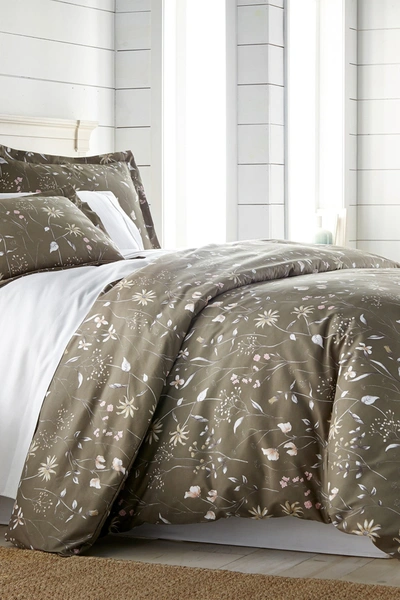 Southshore Fine Linens Luxury Premium Floral Collection Duvet Cover Set In Olive Brown
