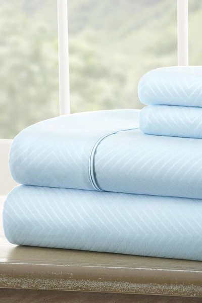 Shop Ienjoy Home Home Spun Premium Chevron Embossed 4-piece Bed Sheet Set In Aqua