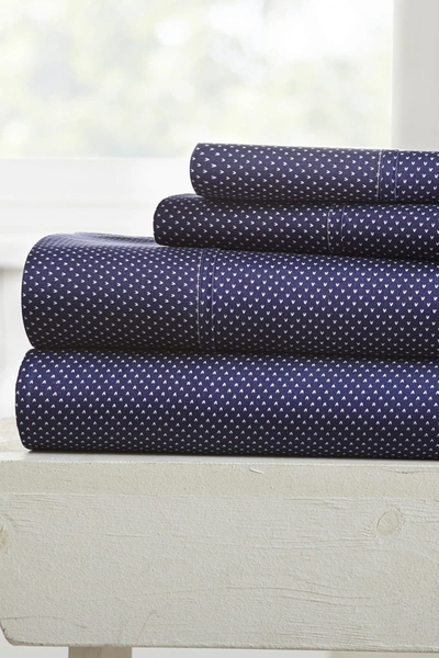 Shop Ienjoy Home Premium Ultra Soft My Heart Pattern 4-piece Bed Sheet Set In Navy