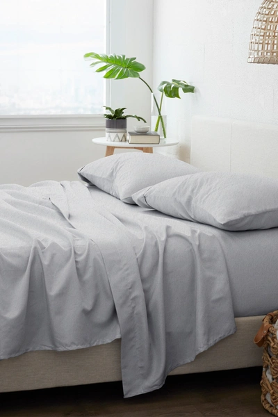 Shop Ienjoy Home Premium Cotton 4-piece Ultra Soft Flannel Bed Sheet Set In Light Gray