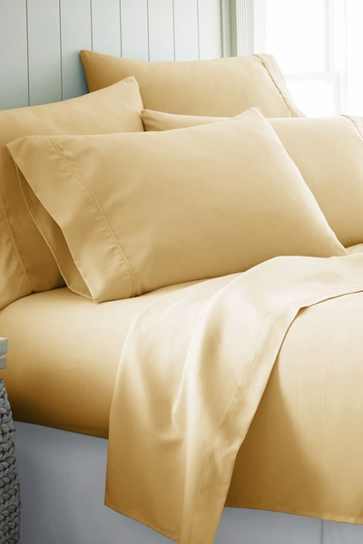 Shop Ienjoy Home Homespun Premium Ultra Soft 6 Piece Microfiber Solid Sheet Set In Gold