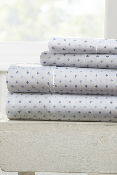 Shop Ienjoy Home Premium Ultra Soft Lily Pattern 4-piece Bed Sheet Set In Navy