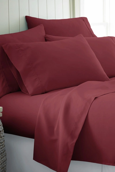 Shop Ienjoy Home Homespun Premium Ultra Soft 6 Piece Microfiber Solid Sheet Set In Burgundy