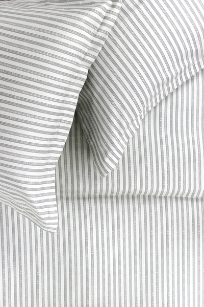 Melange Stripe 400 Thread Count Cotton Duvet Set In Navy