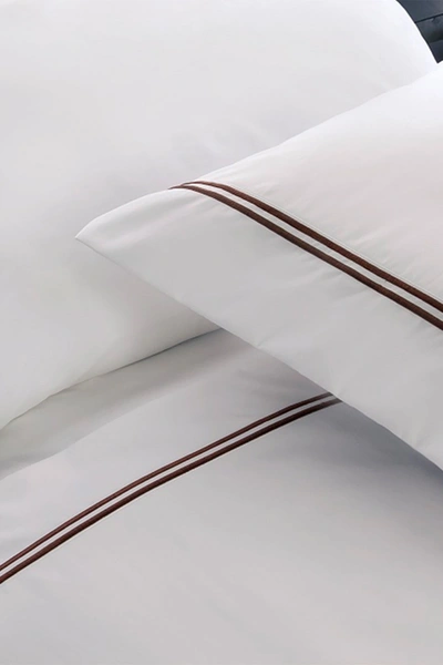 Shop Blue Ridge Home Fashions Hotel Suite 1200-tc Cotton-rich Embroidered Sheet Set In Chocolate
