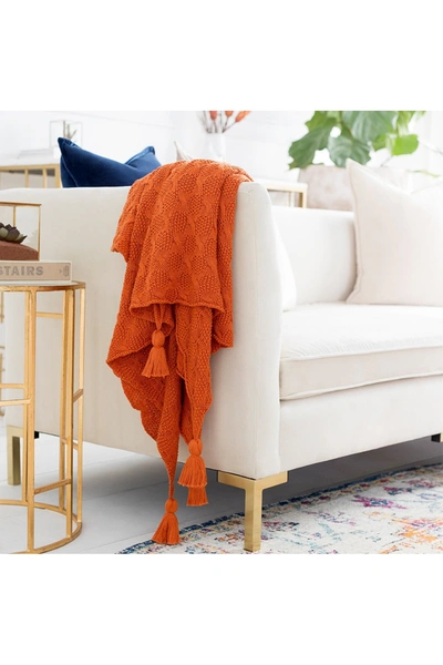 Shop Surya Home India Textured Knit Throw In Bright Orange