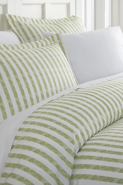 Shop Ienjoy Home Premium Ultra Soft 3-piece Puffed Rugged Stripes Duvet Cover Set In Sage