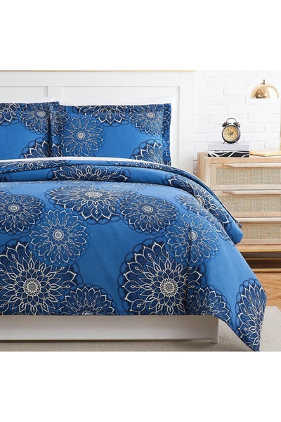 Shop Southshore Fine Linens Midnight Floral Duvet Cover Set In Blue