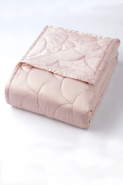 Shop Climarest Nikki Chu Velvet/satin Reversible Blanket In Rose