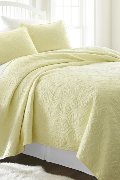 Shop Ienjoy Home Home Spun Premium Ultra Soft Damask Pattern Quilted Coverlet Set In Yellow