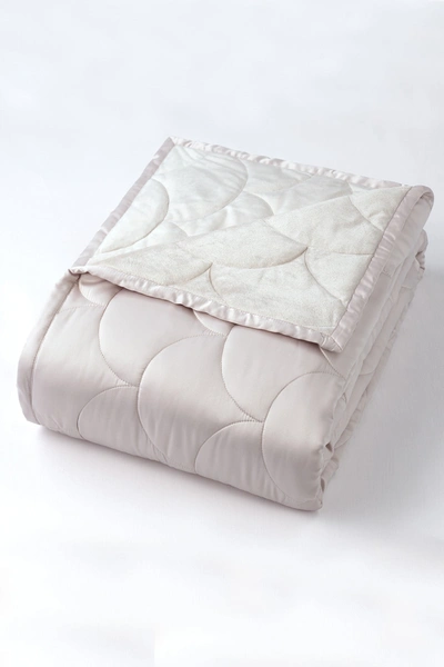 Shop Climarest Nikki Chu Queen Velvet/satin Reversible Blanket In Silver